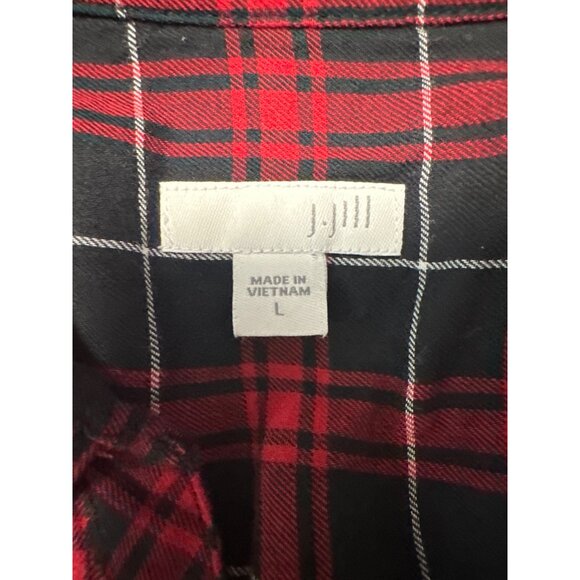 J. Jill Red Plaid Long Sleeve Button Front Blouse Holidays Festive Size L - Picture 6 of 9